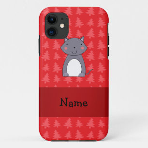 Personalized name wolf red christmas trees Case-Mate iPhone case