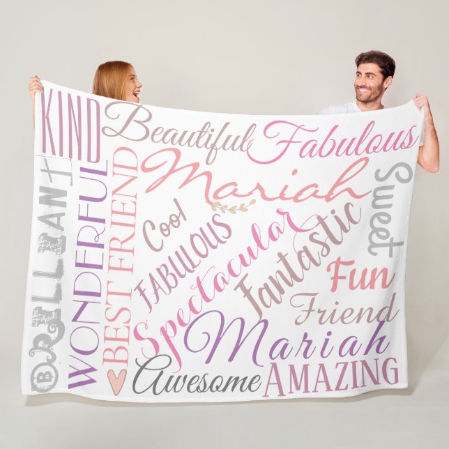 Personalized Names and Words of Love 'n Friendship Fleece Blanket (In Situ)