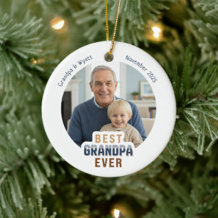 Personalized Names Photo Best Grandpa Ever Ceramic Tree Decoration