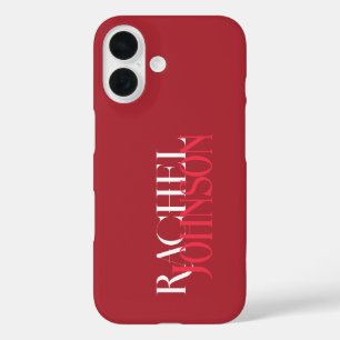 Personalized Names Red Monochrome iPhone 16 Case
