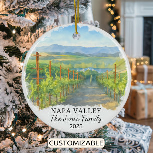 Personalized Napa Valley Ornament, California Ceramic Tree Decoration