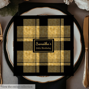 Personalized Napkins Black Gold Elegant Birthday