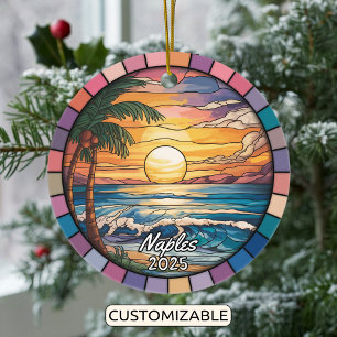 Personalized Naples Ornament, Florida Ceramic Tree Decoration