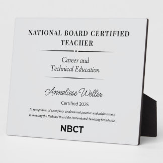 Personalized National Board Certified Teacher  Plaque