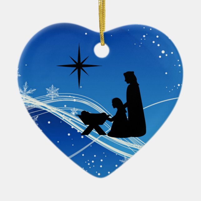 Personalized Nativity Scene Christmas Ornament (Front)