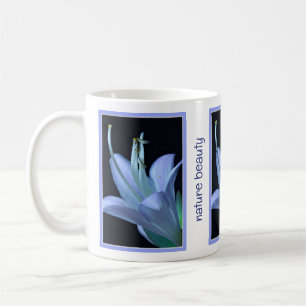 Personalized Nature Beauty Hosta Flower in Blue Coffee Mug