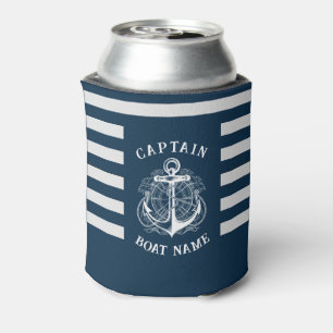 Personalized Nautical Captain Boat Name Anchor Can Cooler