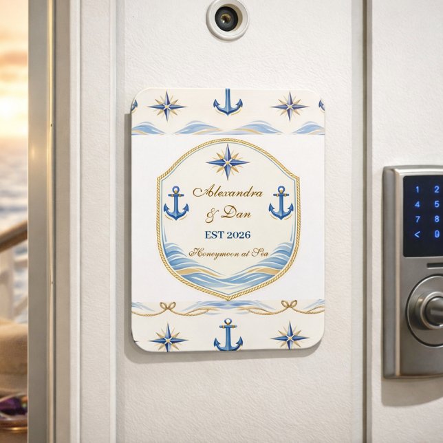 Personalized Nautical Honeymoon Crest Magnet (Creator Uploaded)