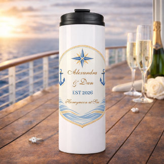 Personalized Nautical Honeymoon Crest Thermal Tumbler