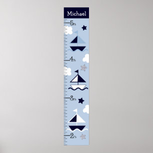 Personalized Nautical Sailboat Growth Chart