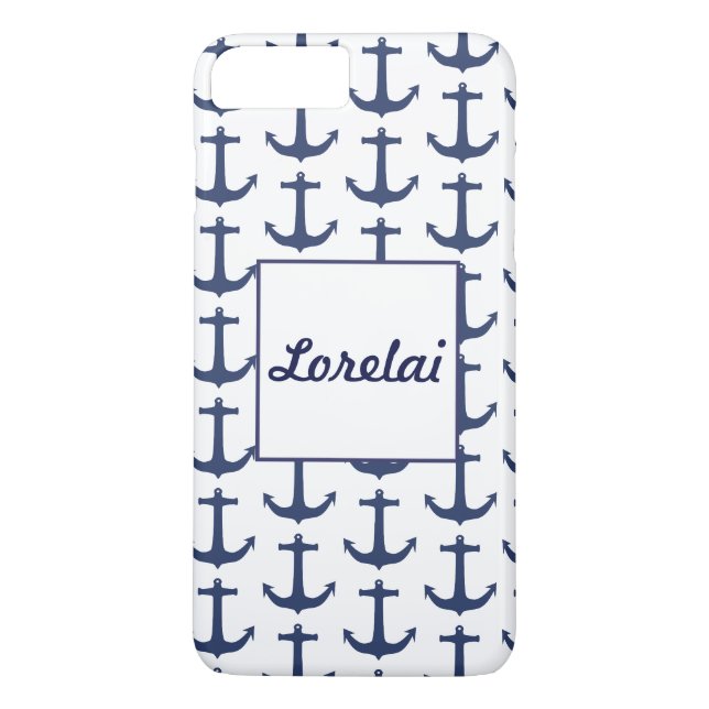 Personalized Nautical Theme Anchor Navy Phone Case (Back)