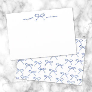Personalized Navy Blue Bow Name Card