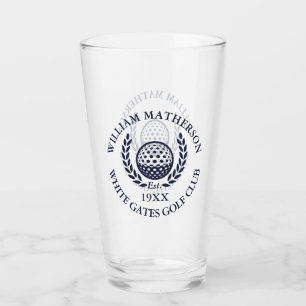 Personalized Navy Blue Golf Club Name Glass