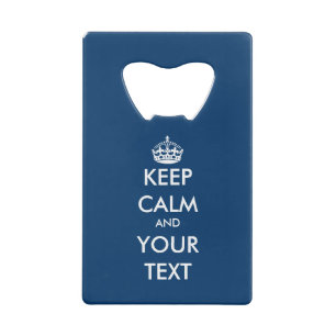 Personalized navy blue keep calm bottle opener