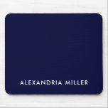 Personalized Navy Blue Minimalist Monogram Mouse Pad<br><div class="desc">Keep your workspace looking sleek and stylish with this personalized navy blue minimalist monogram mouse pad. The design features your name or initials in a simple white font on a solid navy blue background. The smooth fabric surface provides precise mouse movement and the non-slip rubber base ensures it stays in...</div>