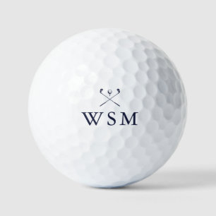 Personalized Navy Blue Monogram Golf Clubs Golf Balls