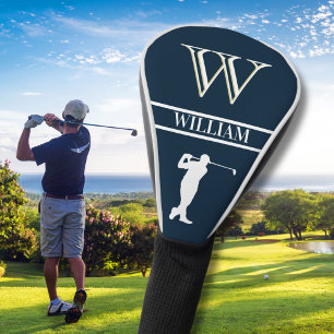 Personalized Navy Blue Monogram Golf Swing Head Cover