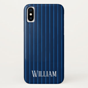 Personalized navy blue pinstripes Case-Mate iPhone case
