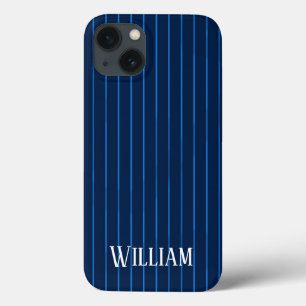 Personalized navy blue pinstripes Case-Mate iPhone iPhone 13 Case