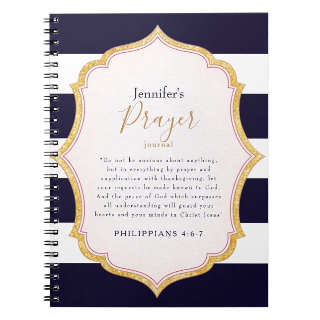 Personalized Navy & Gold Prayer Journal (Front)