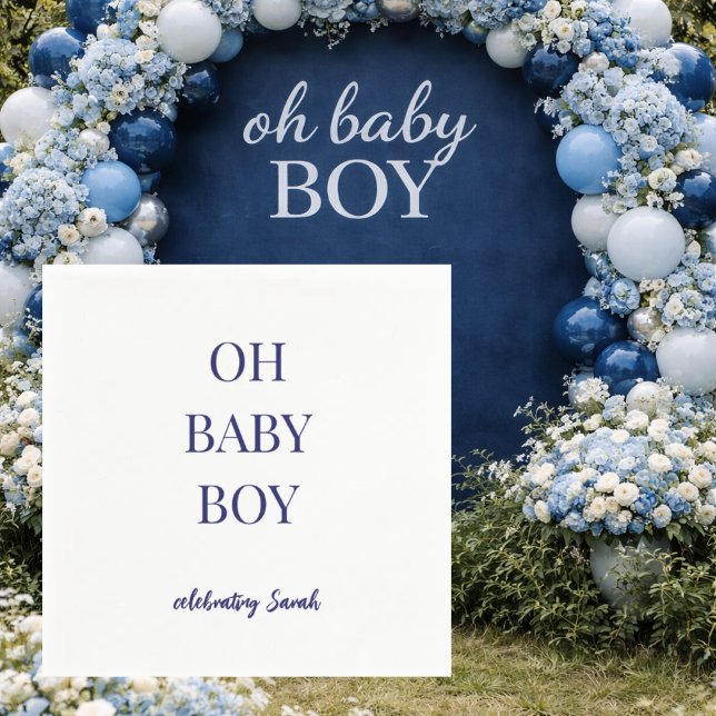Personalized Navy Oh Baby Boy Shower Napkins (Creator Uploaded)