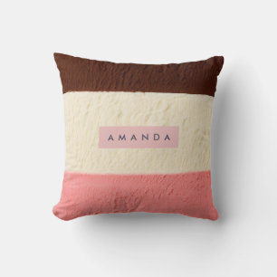 Personalized Neapolitan Ice Cream Stripe Cushion