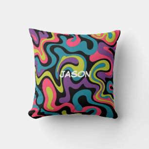 Personalized Neon Abstract Pattern — Retro Design Cushion