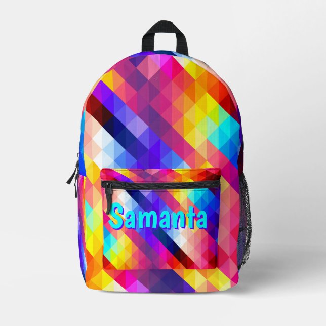 Personalized Neon Backpack | Abstract Rainbow Kids (Front)