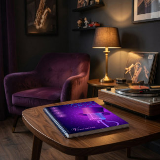 Personalized Neon Jazz Music Spiral Notebook