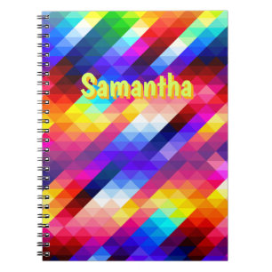 Personalized Neon Notebook Abstract Rainbow