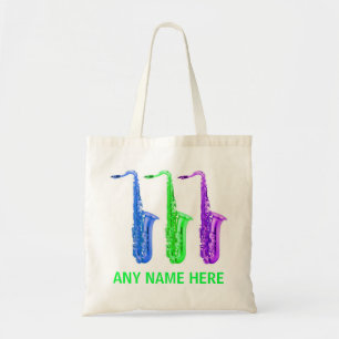 PERSONALIZED neon saxophones! Add any name/text. Tote Bag