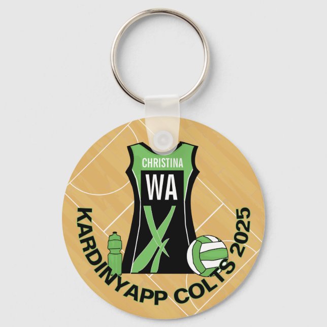 Personalized Netball team member award Key Ring (Front)