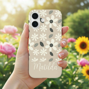 Personalized neutral color daisy  iPhone 16 case