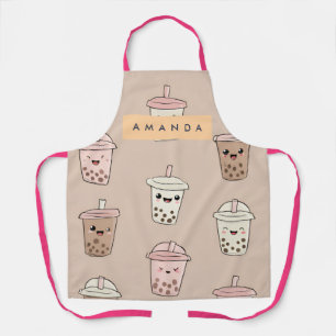 Personalized Neutral Cute Milky Bubble Tea Apron