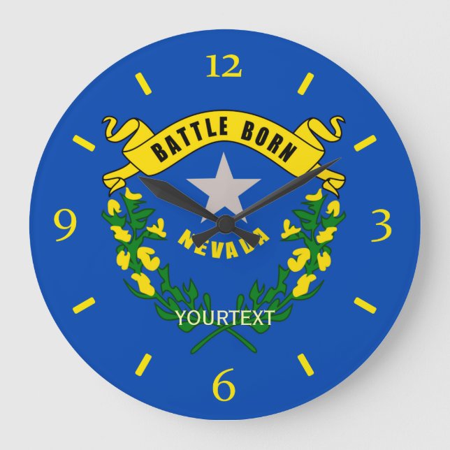 Personalized Nevada State Flag Design on a Large Clock (Front)