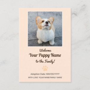 Personalized New Dog Puppy Adoption Photo Announcement
