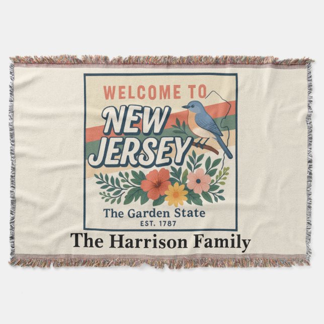 Personalized New Jersey Throw Blanket (Front)