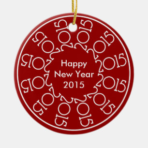 Personalized New Year 2015 Design Ceramic Tree Decoration
