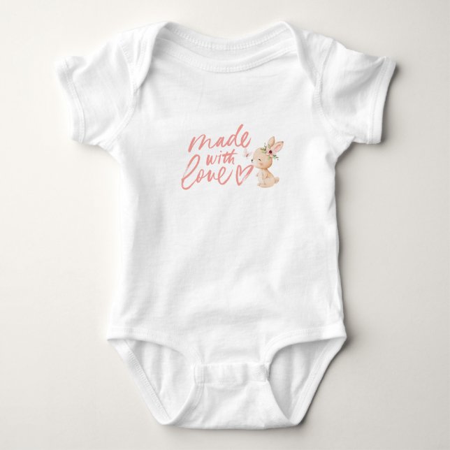 Personalized Newborn Baby Girl Bodysuit Cute Bunny (Front)