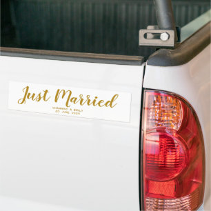 Personalized Newlywed Honeymoon Just Married Bumper Sticker