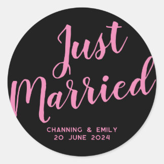Personalized Newlywed Honeymoon Just Married Classic Round Sticker
