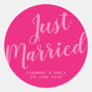 Personalized Newlywed Honeymoon Just Married Classic Round Sticker