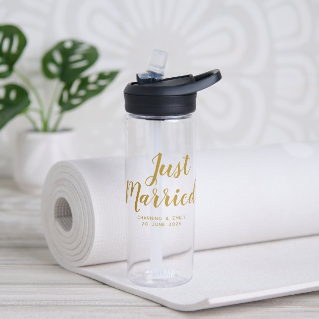 Personalized Newlywed Honeymoon Just Married Water Bottle (Yoga)