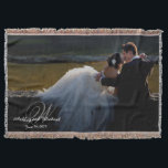 PERSONALIZED NEWLYWED KEEPSAKE Monogram Photo Throw Blanket<br><div class="desc">PERSONALIZED NEWLYWED KEEPSAKE Monogram Photo Throw - Snuggle up and sip hot cocoa under the warmth of this soft, warm cotton throw! A beautiful way to preserve your wedding memories! This design features your favourite wedding photo, full bleed on the blanket, and is monogrammed in the lower left corner with...</div>