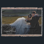 PERSONALIZED NEWLYWED KEEPSAKE Monogram Photo Throw Blanket<br><div class="desc">PERSONALIZED NEWLYWED KEEPSAKE Monogram Photo Throw - Snuggle up and sip hot cocoa under the warmth of this soft, warm cotton throw! A beautiful way to preserve your wedding memories! This design features your favourite wedding photo, full bleed on the blanket, and is monogrammed in the lower left corner with...</div>