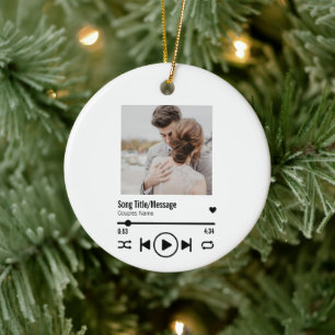 Personalized Newlywed Photo Song Playlist Ceramic Tree Decoration