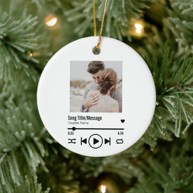 Personalized Newlywed Photo Song Playlist Ceramic Tree Decoration (Tree)