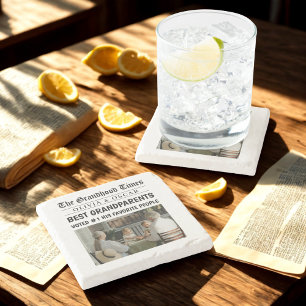 Personalized Newspaper   Best Grandparents Stone Coaster