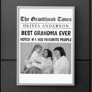 Personalized Newspaper Poster   Best Grandma Ever