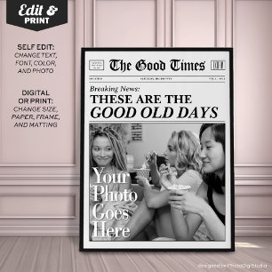 Personalized Newspaper Print 'The good old days'